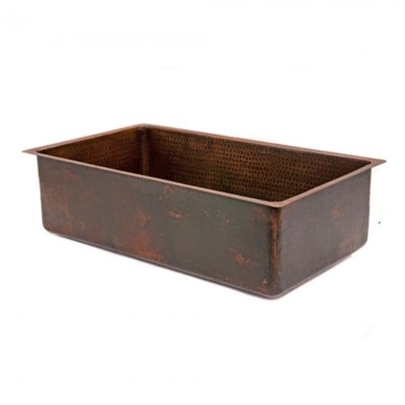Premier Copper Products Premier Copper Products KSDB33199 33 in. Copper Hammered Kitchen Single Basin Sink KSDB33199